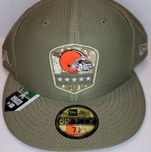 Cleveland Browns New Era 59fifty NFL Salute to Service Green Cap Hat 7-1/8 NEW